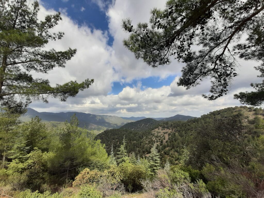 Wandern in den Bergen Weitblick in den Troodos Mountains auf Zypern